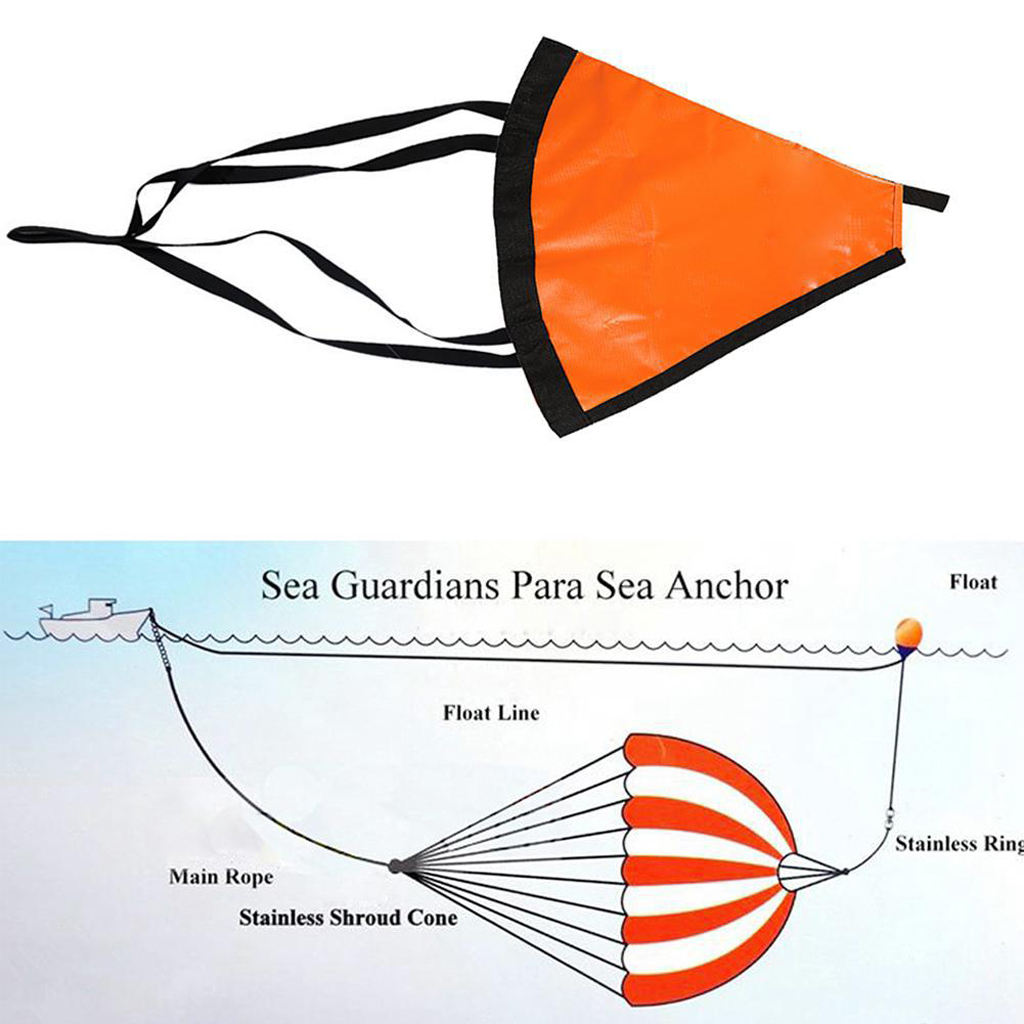 Sea Anchor Drogue Driftting Brake w/ 24inches 60cm Rope for 21ft / 6.2m boat