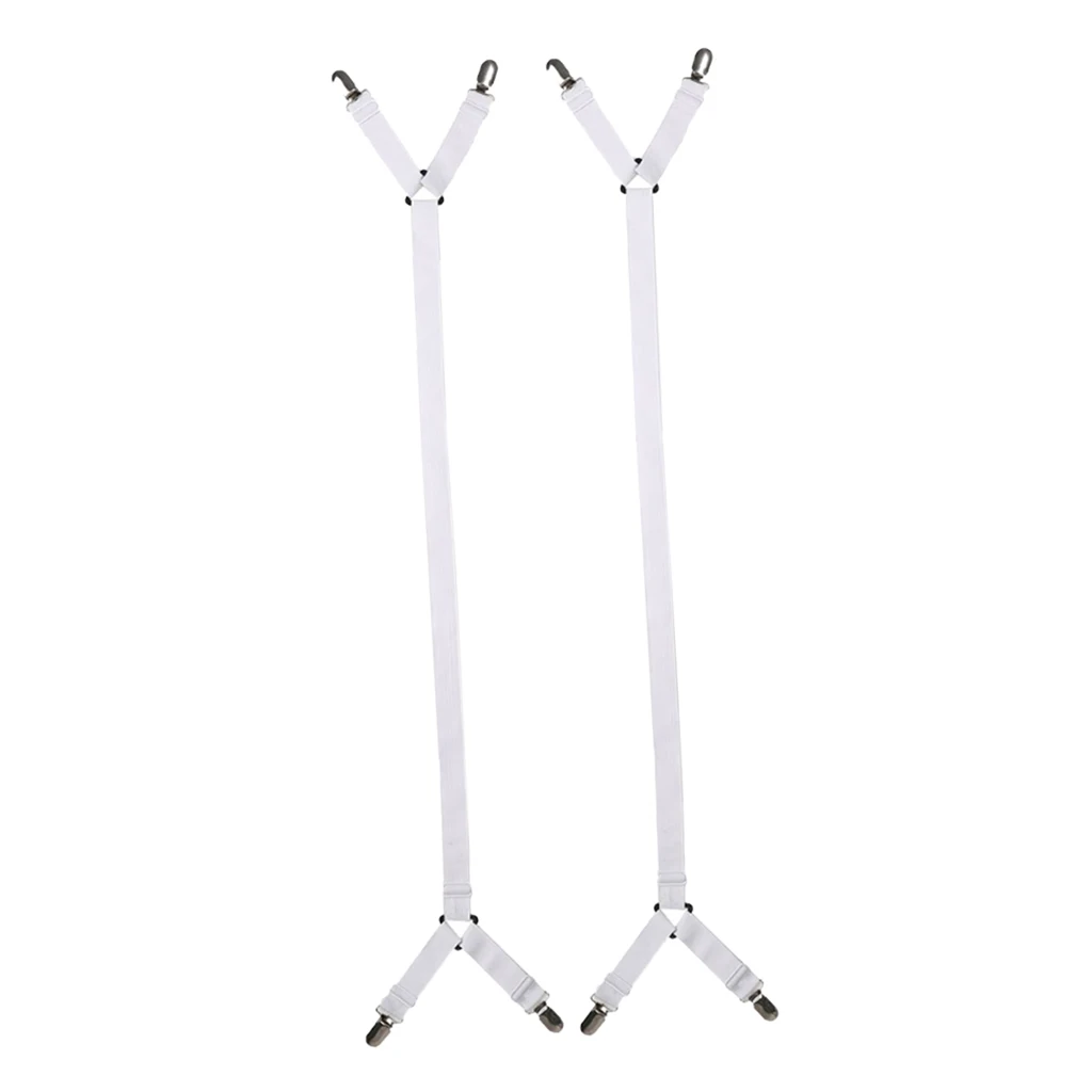 Set of 2, Elastic Bed Sheet Fasteners Fitted Flat Sheets Straps Suspenders Grippers, Mattress Pad Duvet Cover Holder Clips