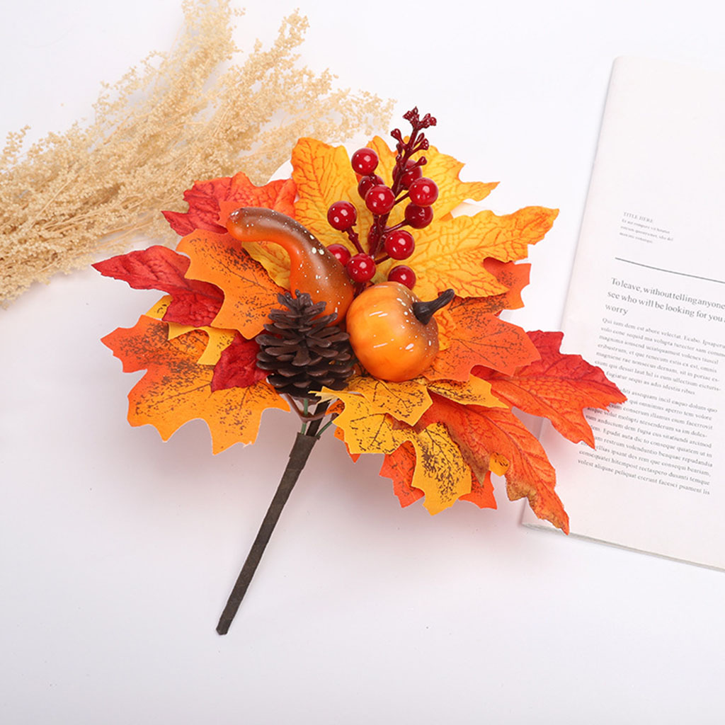 Plug-in Artificial Maple Leaves Vine with Pumpkin Garland Crafts Halloween Decor Events Home Kitchen Autumns Table Decoration