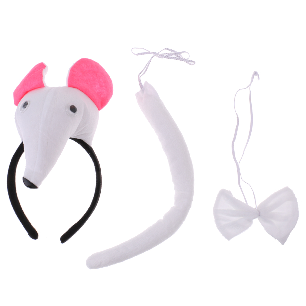Animal Zoo Party Costume Set Mouse Headband Bow Tie Tails Fancy Dress Cosplay Carnival  Party Role Paly Props