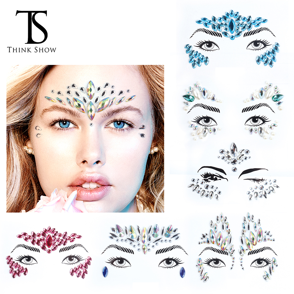 Best of 3D Sexy Face Tattoo Stickers Shiny Face Decoration Glitter Fake Tattoo Rhinestones Trendy Acrylic Drill Temporary Tattoo Sticker Reviews & Tips