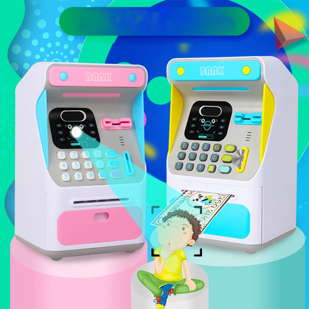 Face Recognition Electronic Mini ATM Piggy Bank 4 Digit Password Code Coin Cash Bank Machine Toy Girls Gift