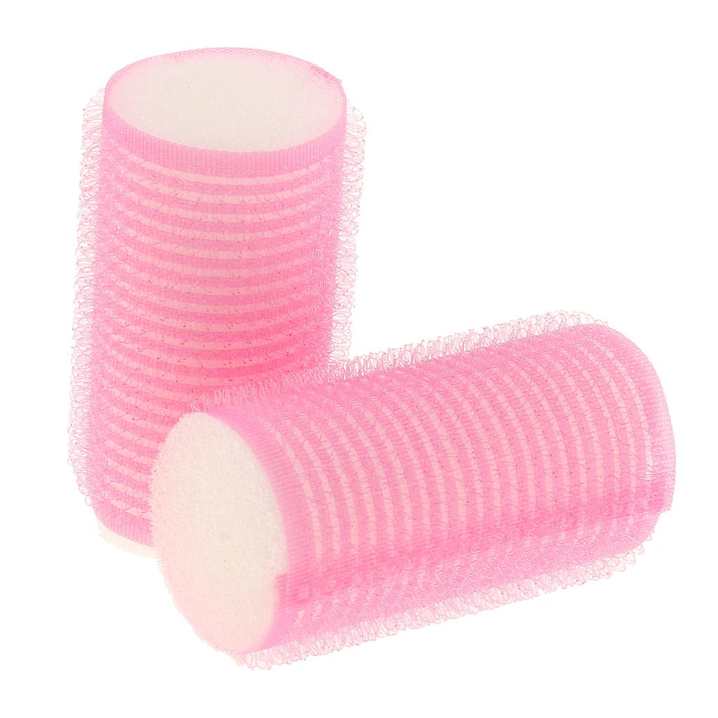 10pcs Grip Cling Hair Styling Roller Curler Hairdressing Tools DIY Pink