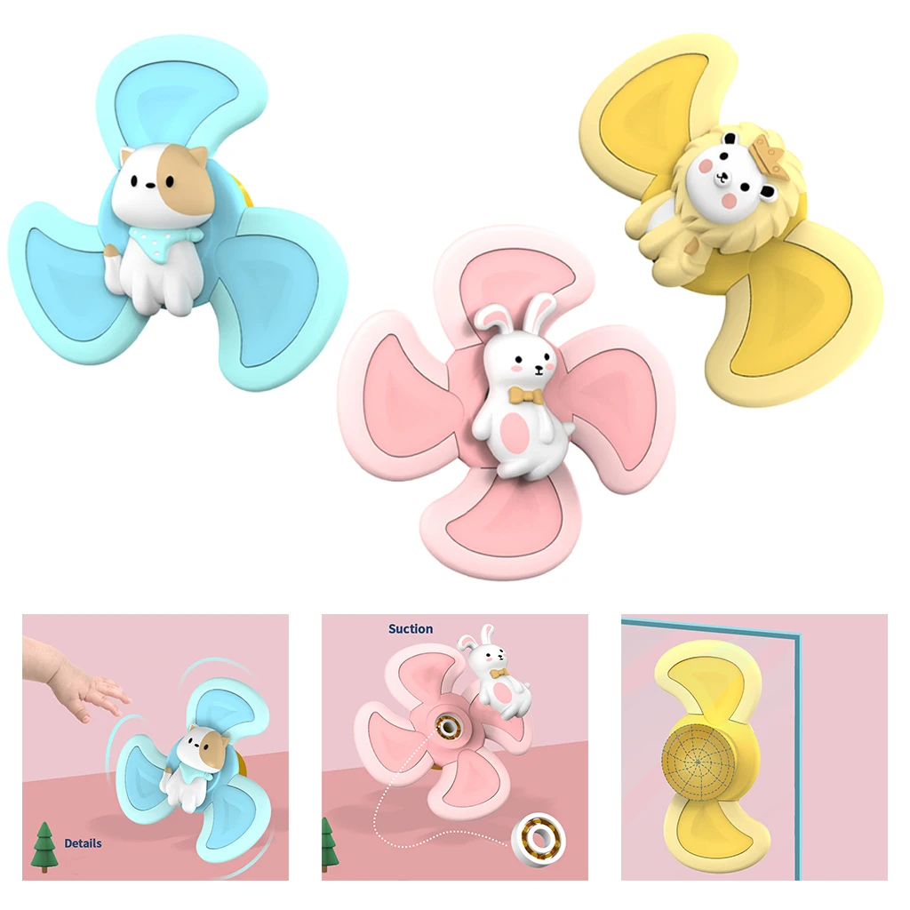 3pcs Suction Cup  Top Toy,Spinner Fingertip Gyro Fidget Spinner for Baby Stress Relief Spiral Novelty  Tops