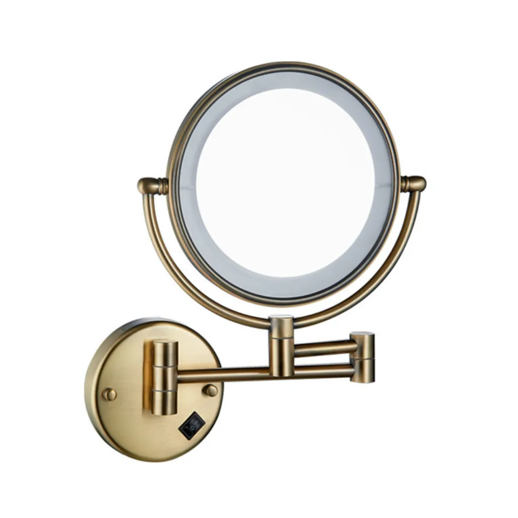 8 inch LED Light Wall Mount Extending Folding Double Side Makeup Mirror 3x 5x 7x Magnification Bath Shaving Mirror