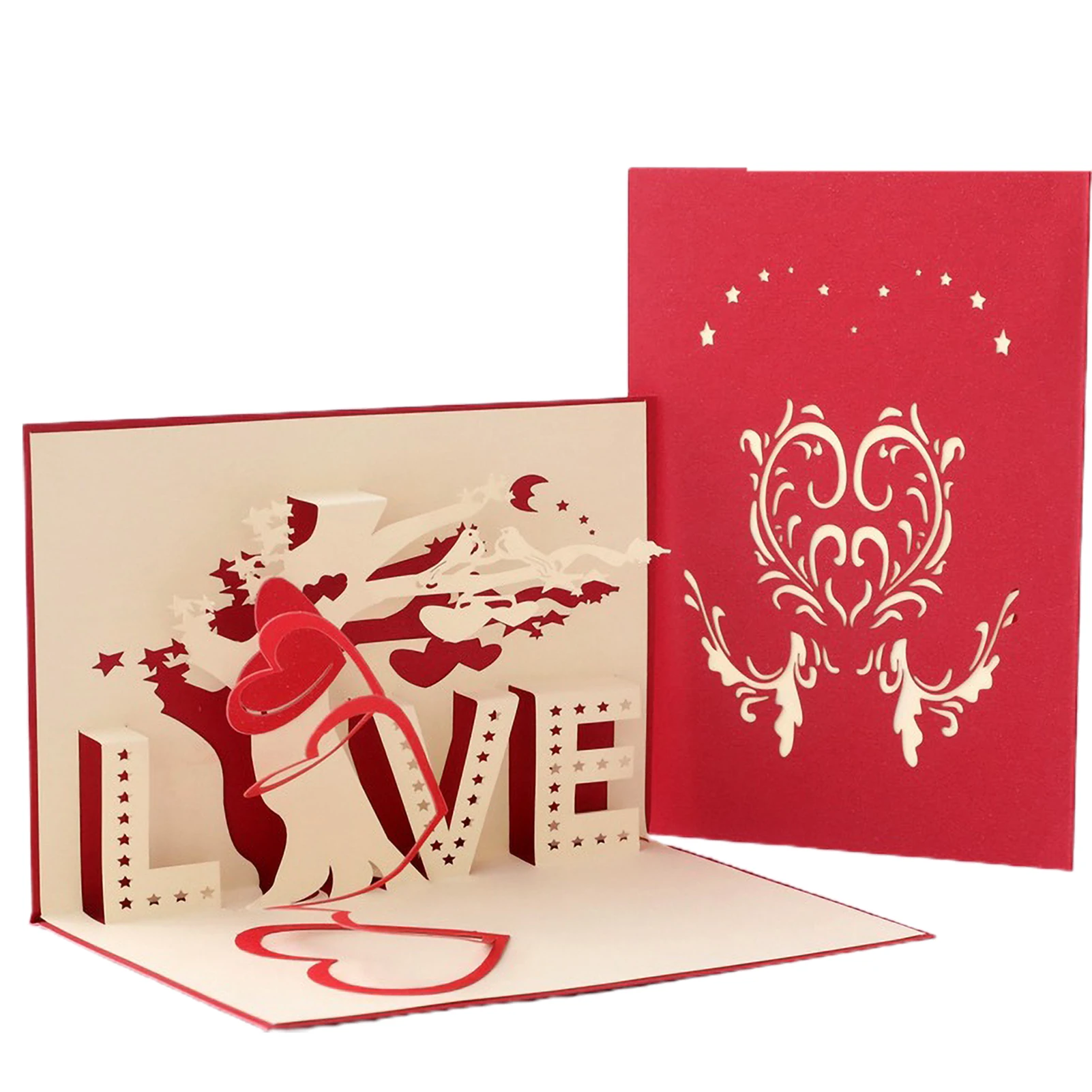 Arbre Coeur Amour Romantique Carte Pops Up Carte de Voeux pour Anniversaire Mariage Romance Noël Fête des Mères Saint Valentin Hereforth Carte 3D 