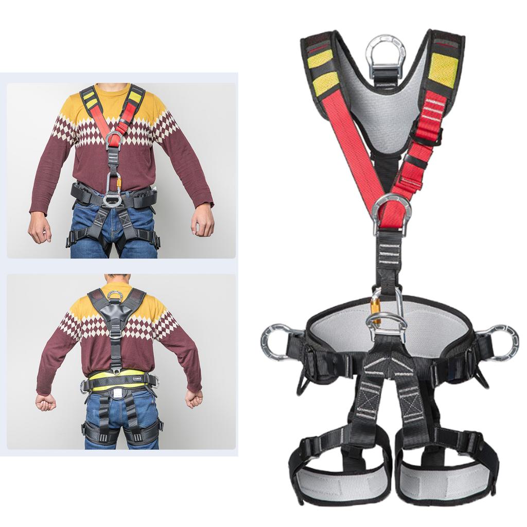 Full Body Climbing Harness Bearing 1000 KG, Safe Seat Belt Tree Climbing Training Caving Rock Climbing Rappelling Equip Device