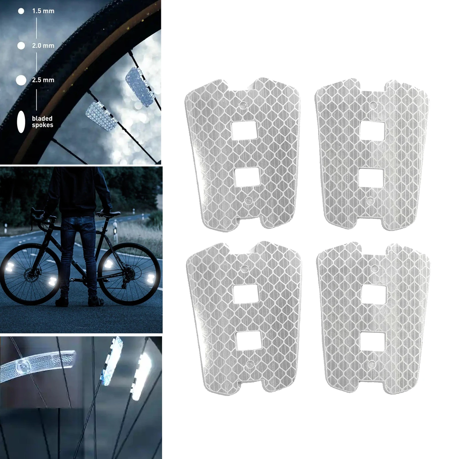 4pcs/set Bicycle Cycling Reflective Strip Sticker for Kids Adult Bike Easy to Install