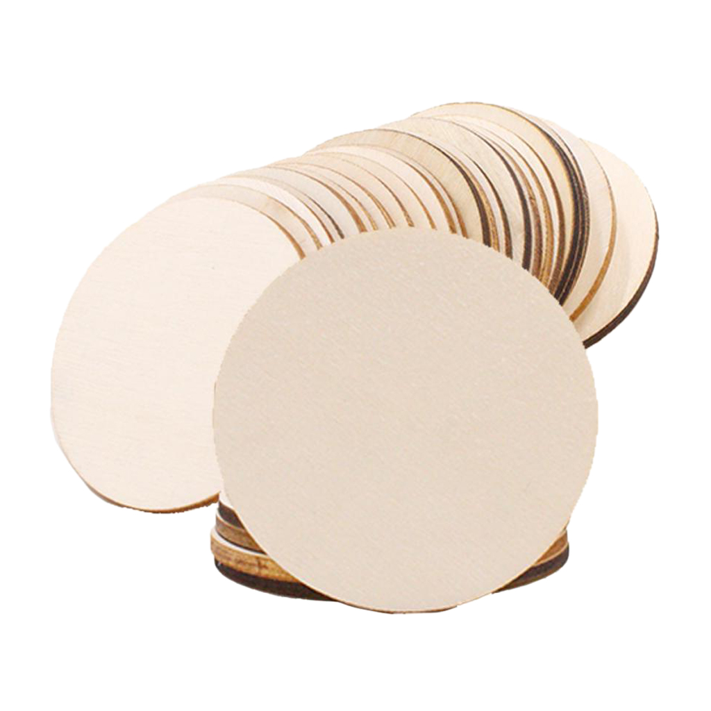 25X Round Wooden Pieces Wooden Ornament, Unfinished Wooden Pieces Wood Log Slices for House, Garden, Home DIY Art Craft