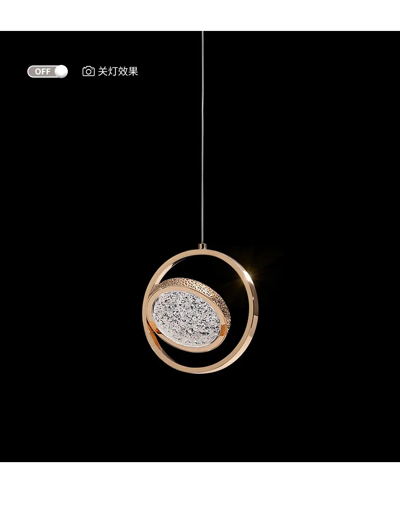 H25a052031b3245ff96e0afc7f738dd88w Modern Led Round Pendant Lights Crystal Ring Hanging Lamps Gold Bedside Lighting Decoration Bedroom Rotatable Luxury Droplight