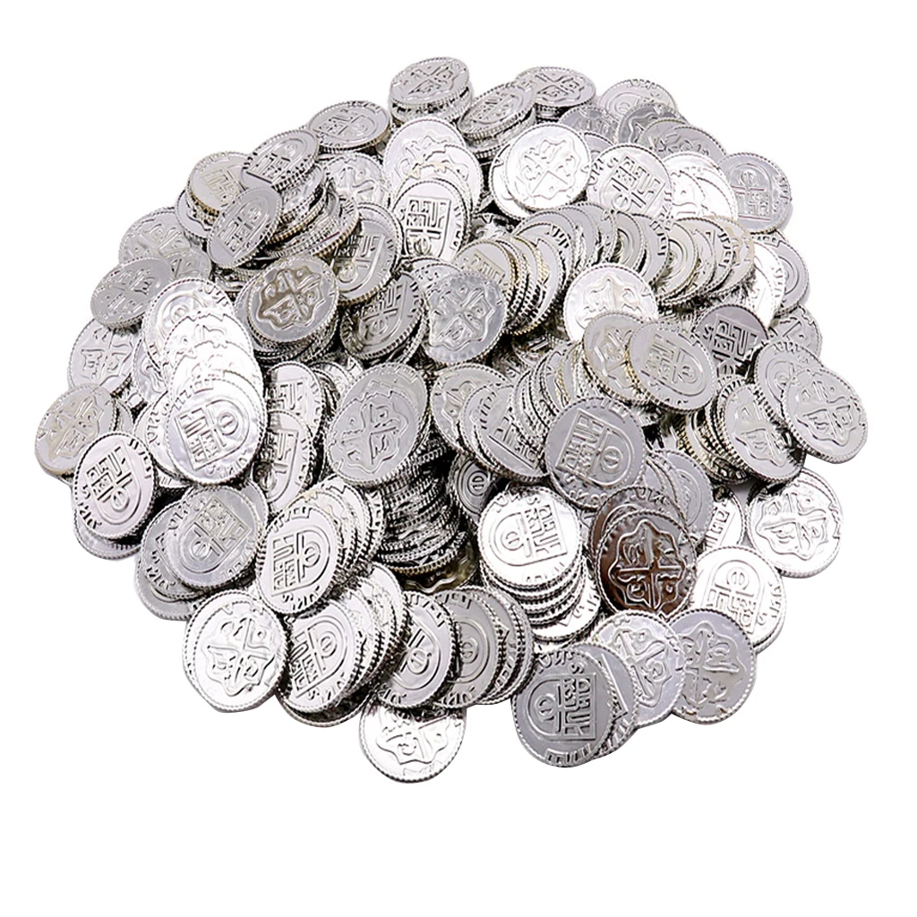  100 Pcs Plastic Pirate Play Toys Coins Birthday Party Favors Money Coin