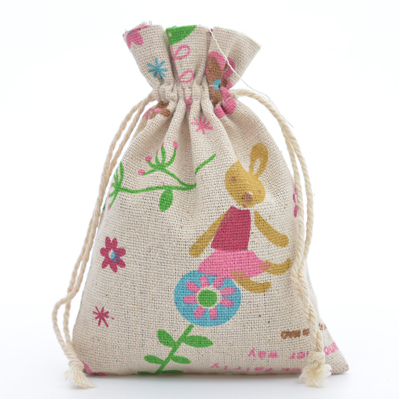 10pc niedlichen Druck wieder verwendbare Baumwolle Linie Tasche Kordel zug Beutel Süßigkeiten Gunst Halter Schmuck Party Geschenke Tasche 10x14cm/13x18cm 29 Farben – Detail 9