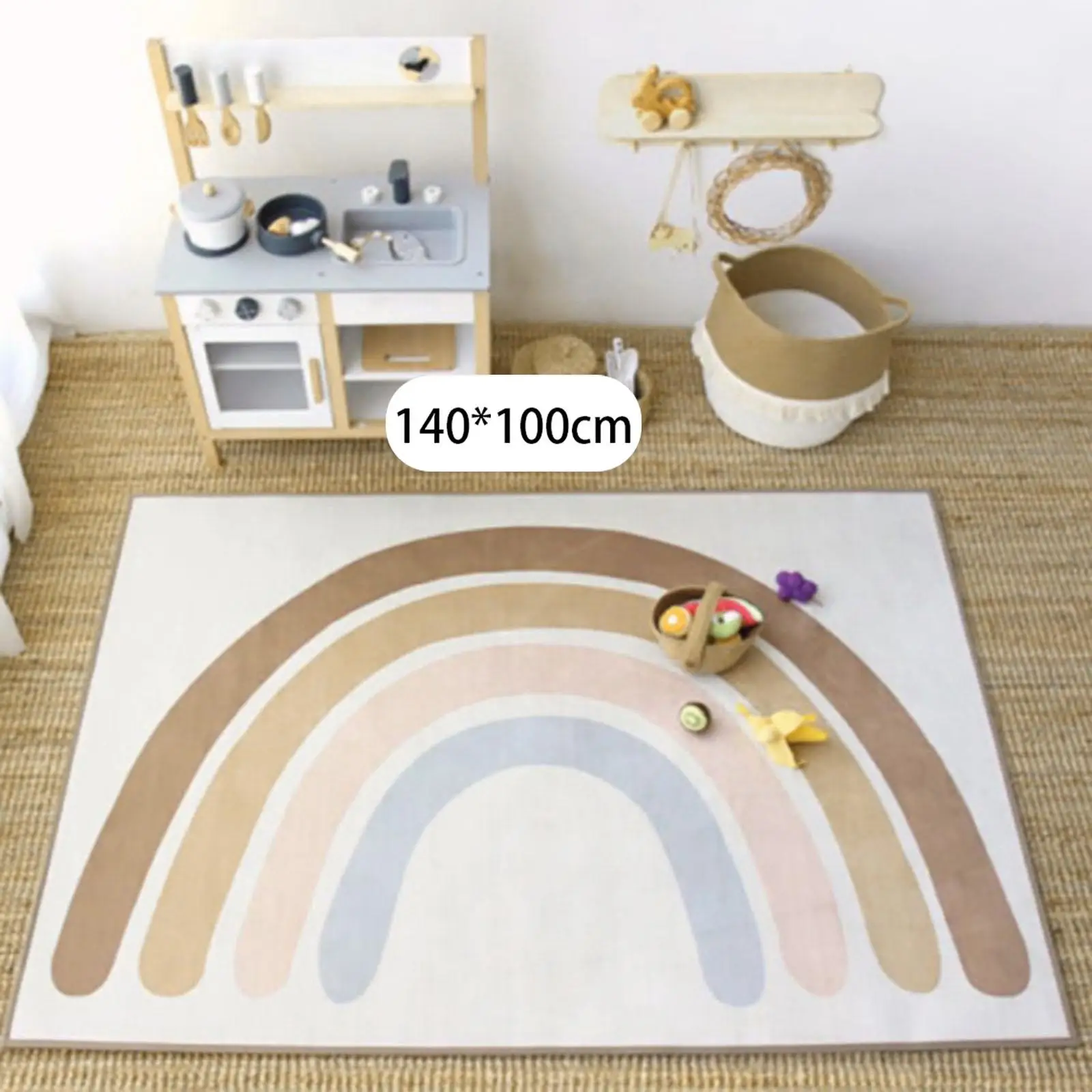 Rectangle Rainbow Kids Carpet, Decorations Baby Crawling Blanket, Game Pad Floor Mat for Bedroom Nursery Living Room Kids Infant