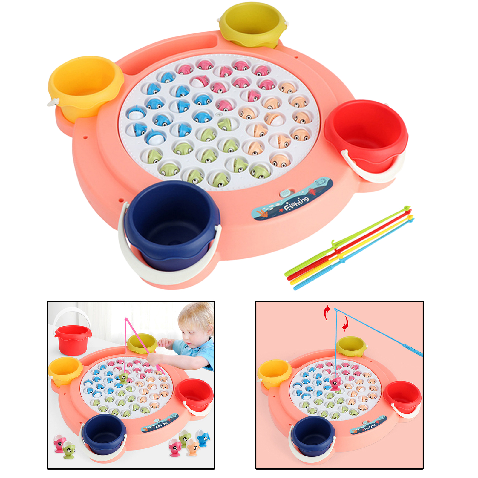 Electric Fishing Game Toy Set w/Rotating Pool 45 Fish Educational Toys Gifts