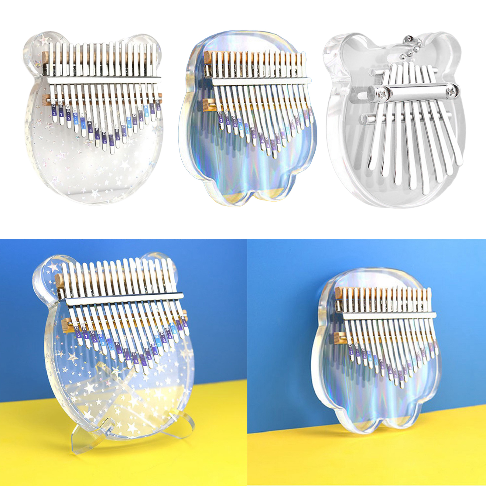 17 Keys Acrylic Kalimba Thumb Piano Finger Mbira Keyboard Music Instrument Tool for Kids Adults Beginners