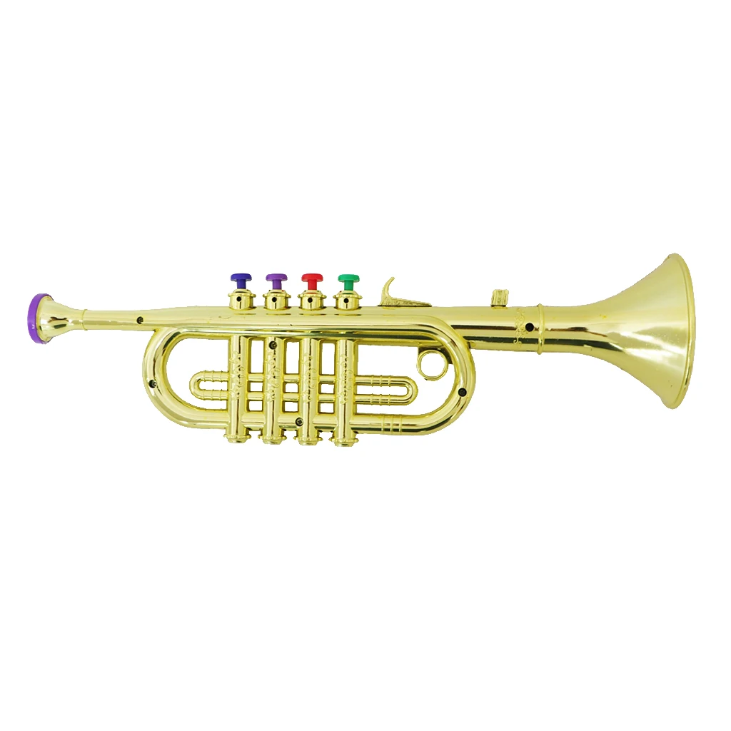 Kids Plastic Trumpet with 3 Colored Keys for Early Developmental Music Education Toy