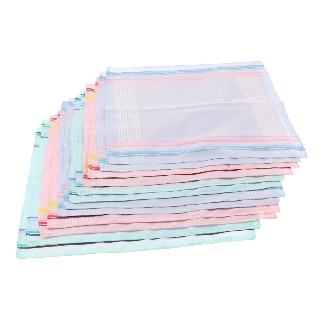 12 Pieces Mixed Handkerchief Cotton Handkerchiefs Made of  