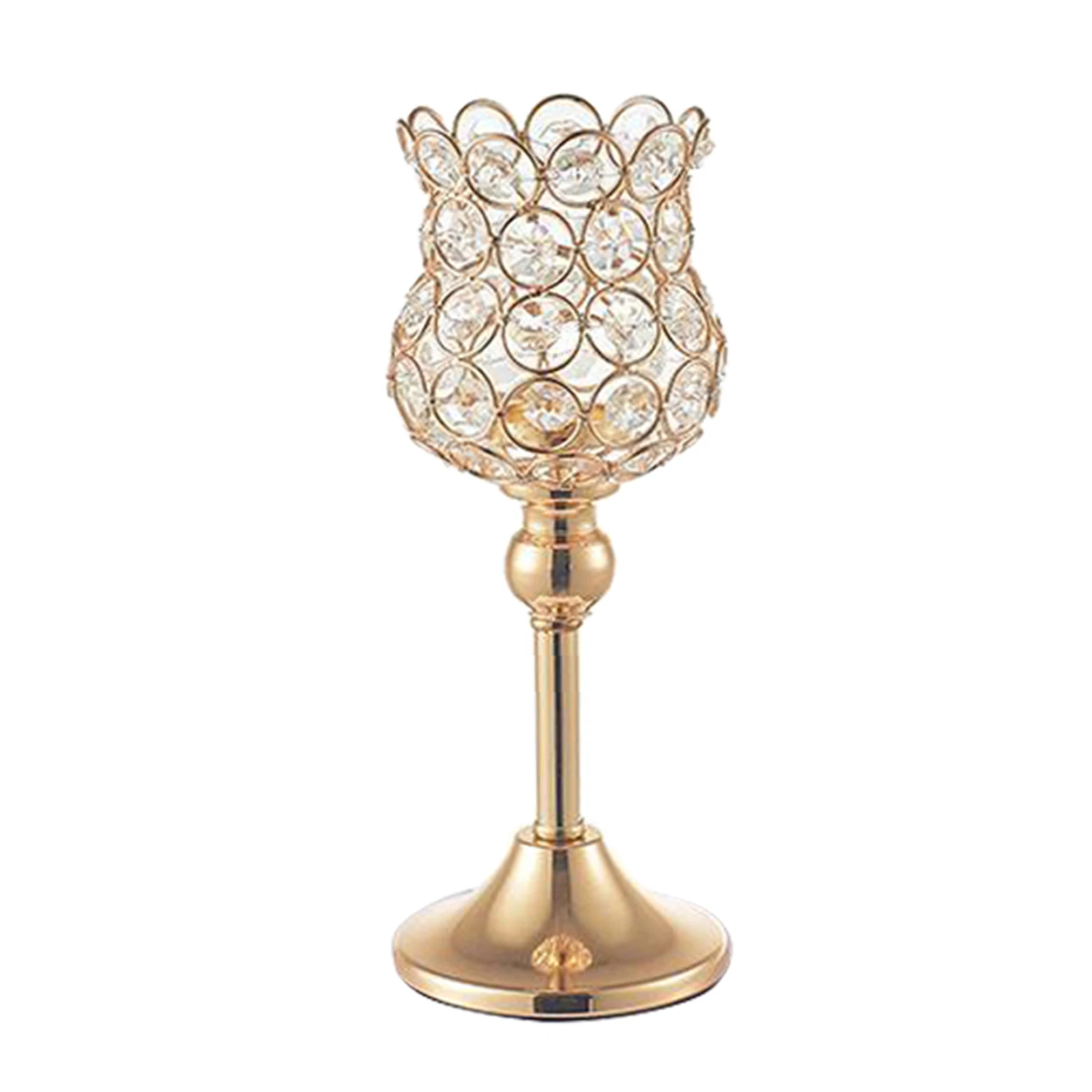 Home Decor Centerpiece Gold Crystal Candle Holders Dinner 