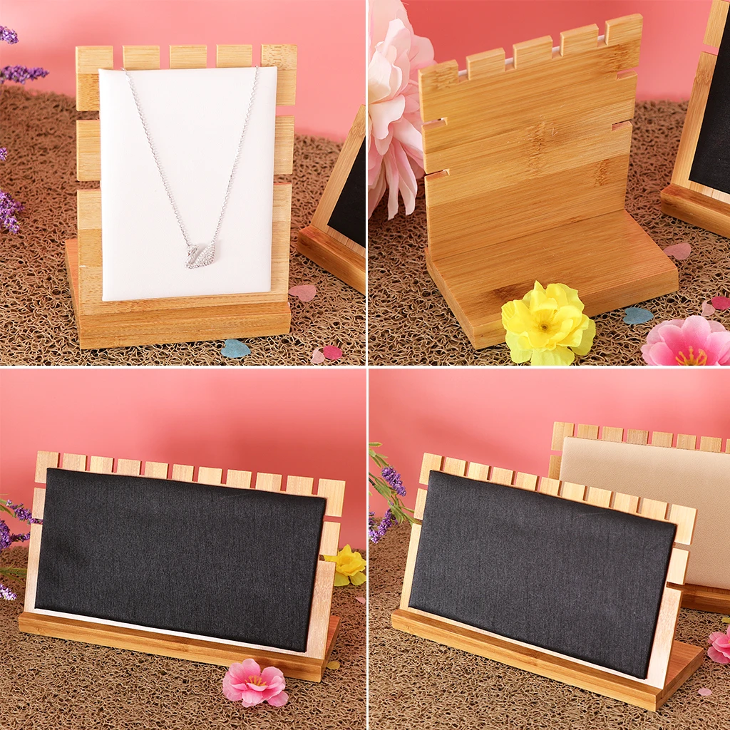 2 Jewelry Tray Stand Wood Pad-11x8x14cm(White)/ 25x8x14cm(Black)