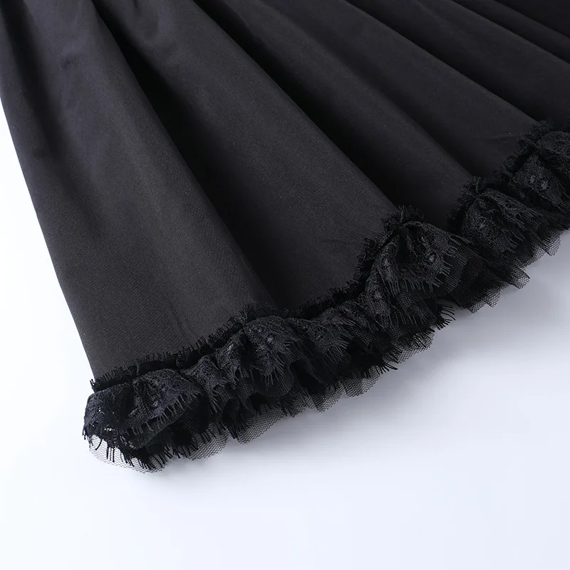 E-girl Gothic Lolita A-line Dress Elegant Black Lace High Waist Bandage Corset Mini Dress y2k Fairy Grunge Emo Alt Clothes