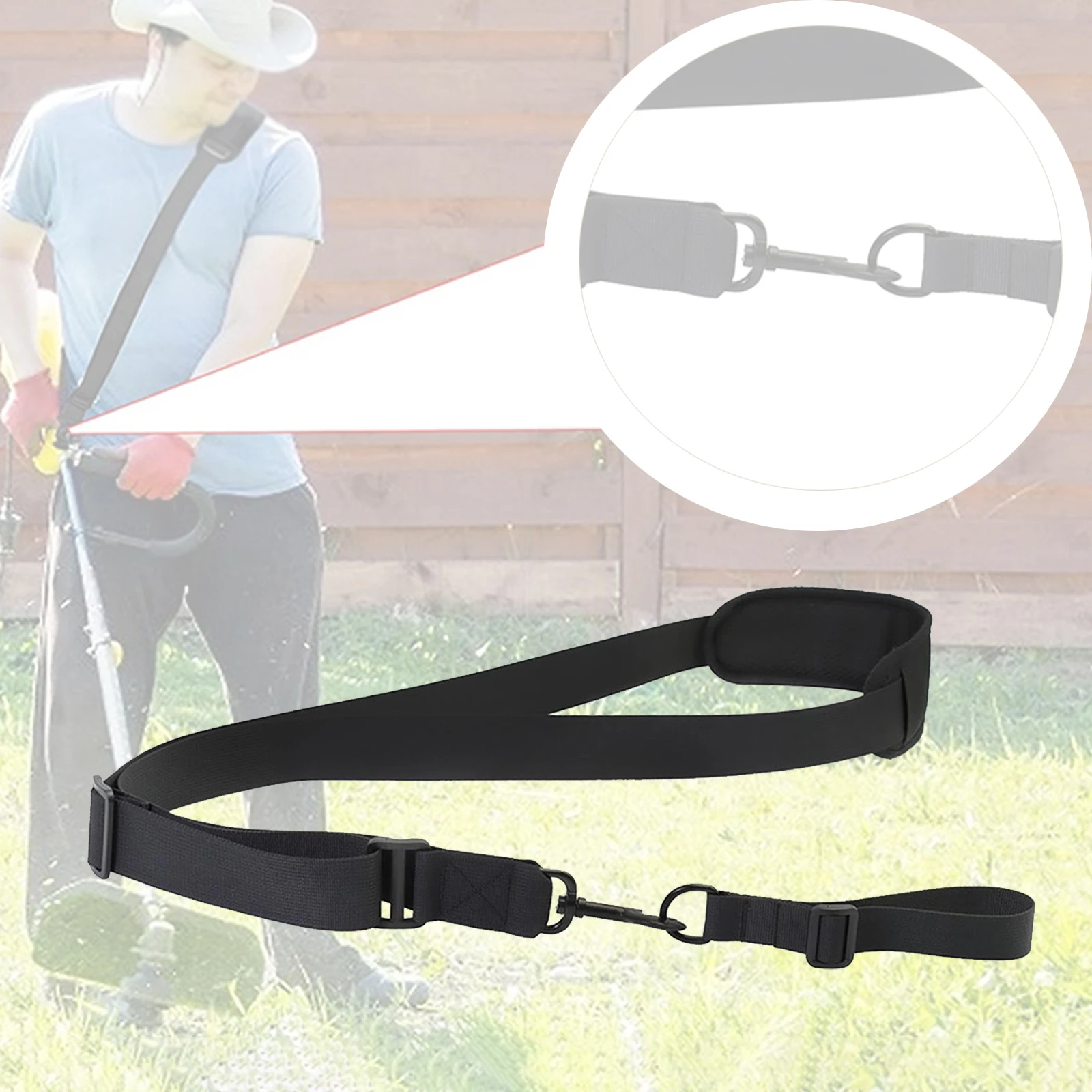 1Pc Black Strimmer Shoulder Harness Strap Lawn Mower Cutter Carry with Hook Trimmer Straps Universal