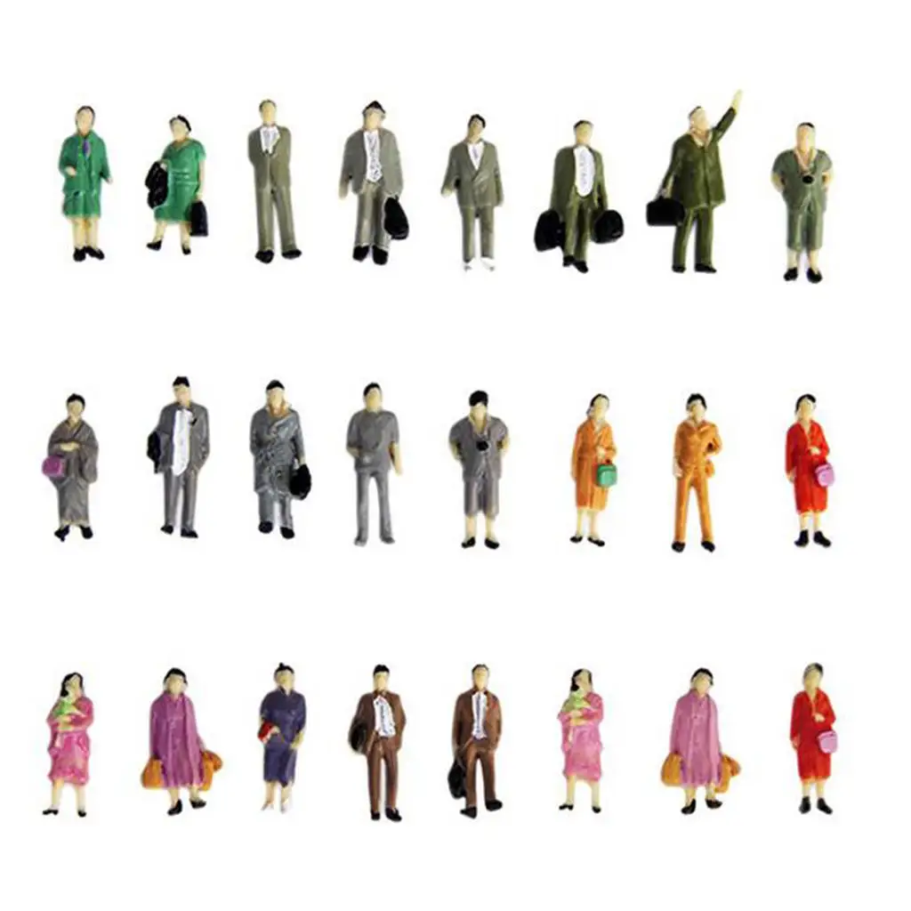 Set of 50 1/87 HO Color People Model Mini Standing People for Railway Accs
