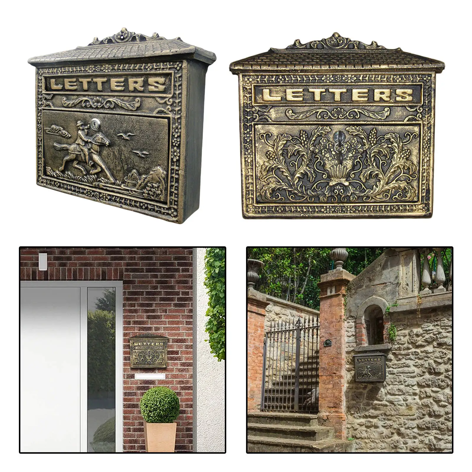 ferro fundido bloqueável, decoração Home impermeável, letterbox
