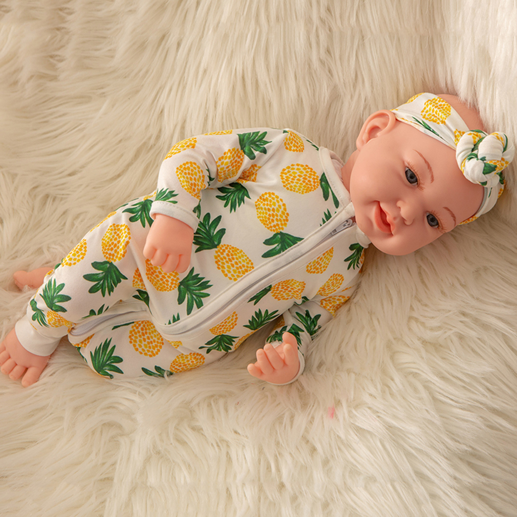 Reborn Doll 18 inch Handmade Realistic Baby Boy with Soft Vinyl Body, Including Pineapple Jumsuit