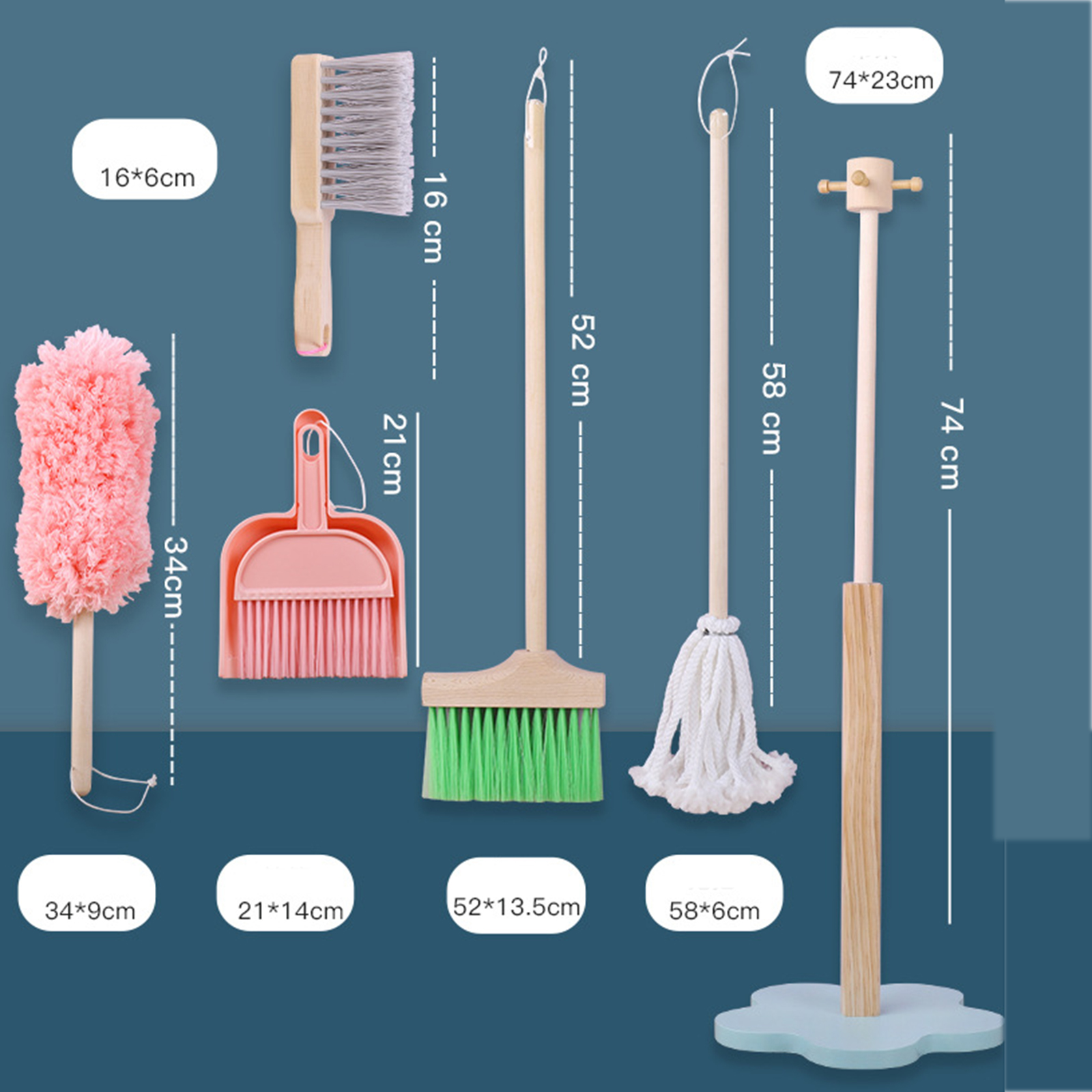 Safe Wooden Children Cleaning Tools Set for Kids Girls Boys Housekeeping