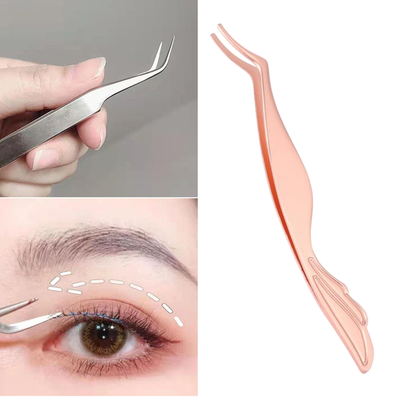False Eyelash Tweezer Professional Stainless Steel for Makeup Artist Women Easy Lashes Application Extensions Applicator 