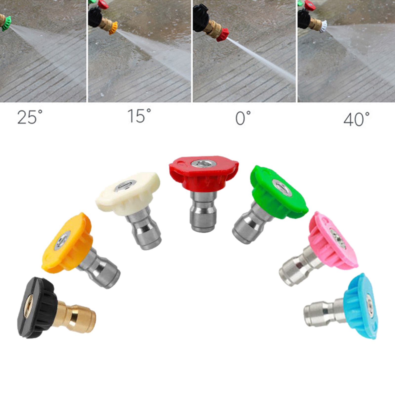 7pc High Pressure Car Wash Gun Quick Connector Washer Nozzles Tips For Automobile Motorcycle Cleaning Accessories