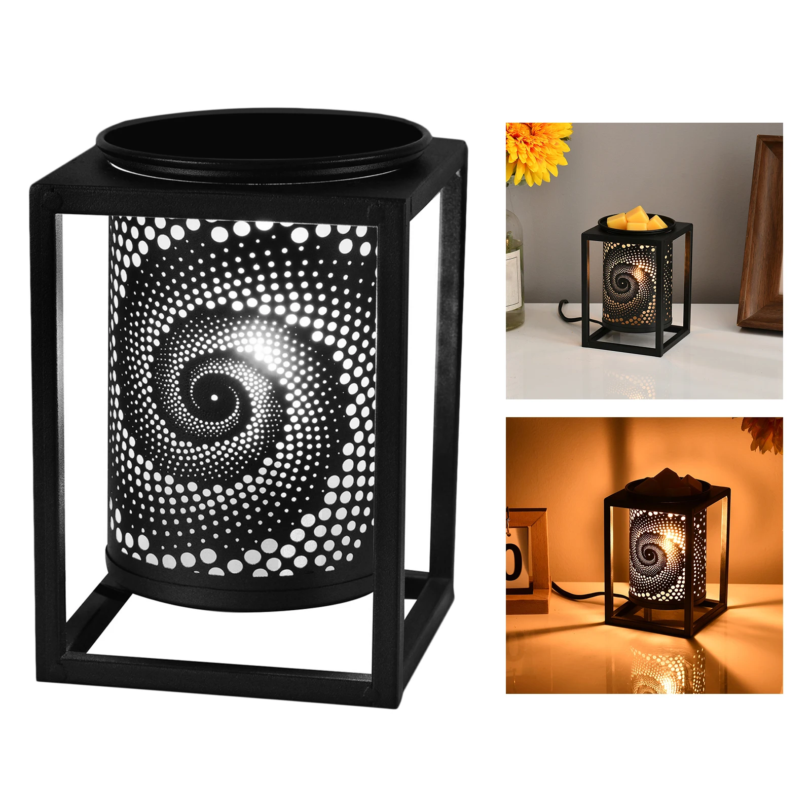 Candle Warmer Lamp Hollow Decorative Diffuser Wax Melter Mood Light Aroma Oil Burner No Flame for Melting Candles Room Spa Home