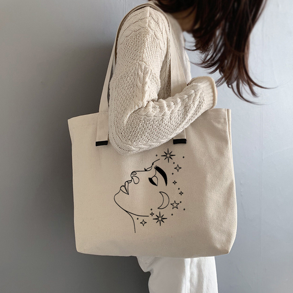 Harajuku Tumblr Line Graphic Ladies Shopping Bag Handbags Cloth Canvas Tote  Bags Women Eco Reusable Shoulder Shopper Bags|Shopping Bags| - AliExpress