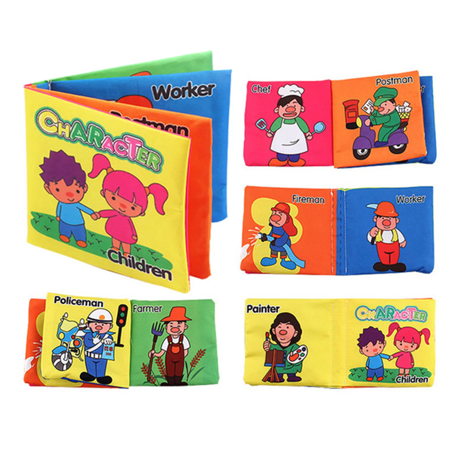 parachoques para cama de bebé Libro educativo de dibujos animados para niños regalo para niños doble Color libro de tela de historia para recién nacidos 