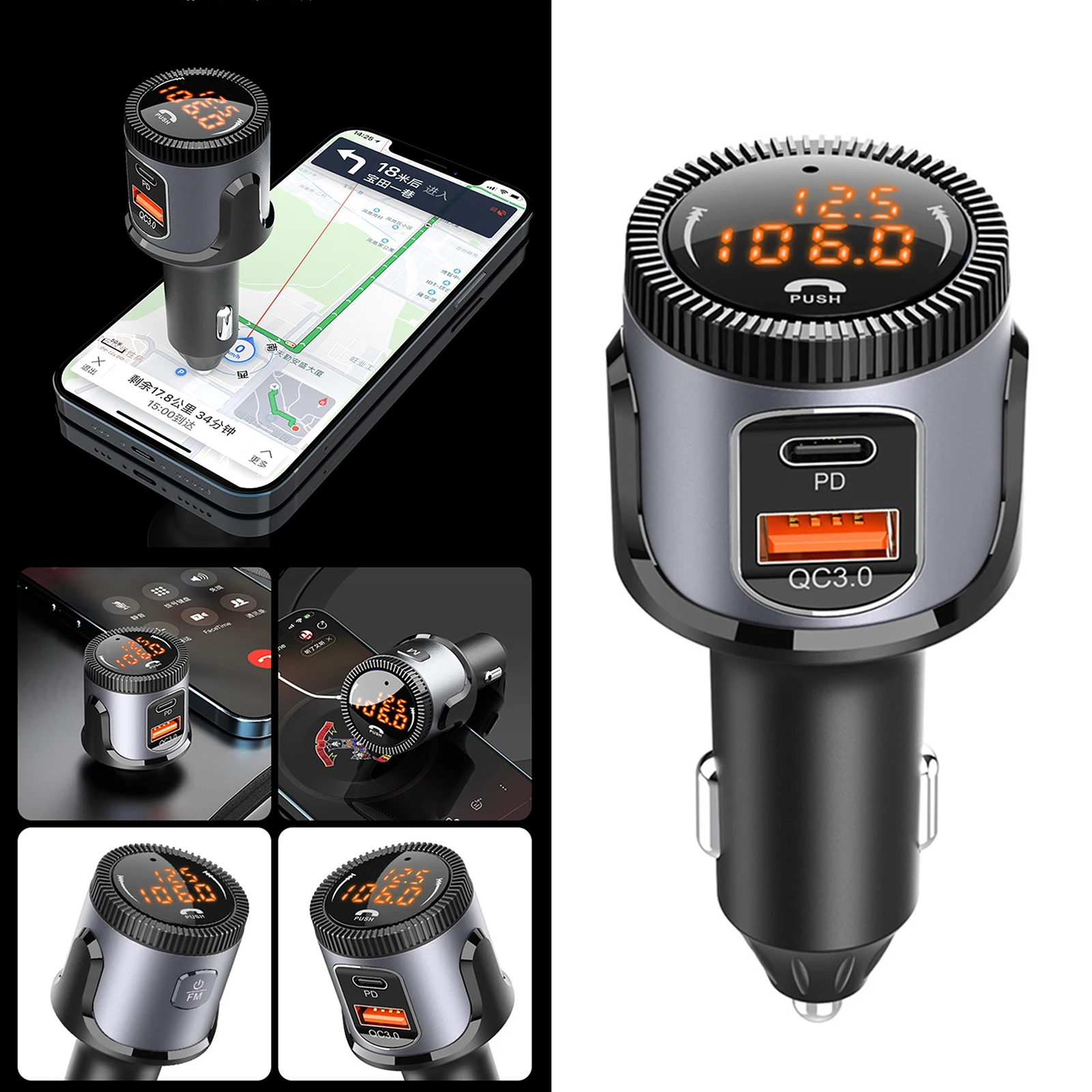 Bluetooth FM Transmitter Over Voltage Protection Support USB Port Music Player Fast Charger Universal for Car Kit
