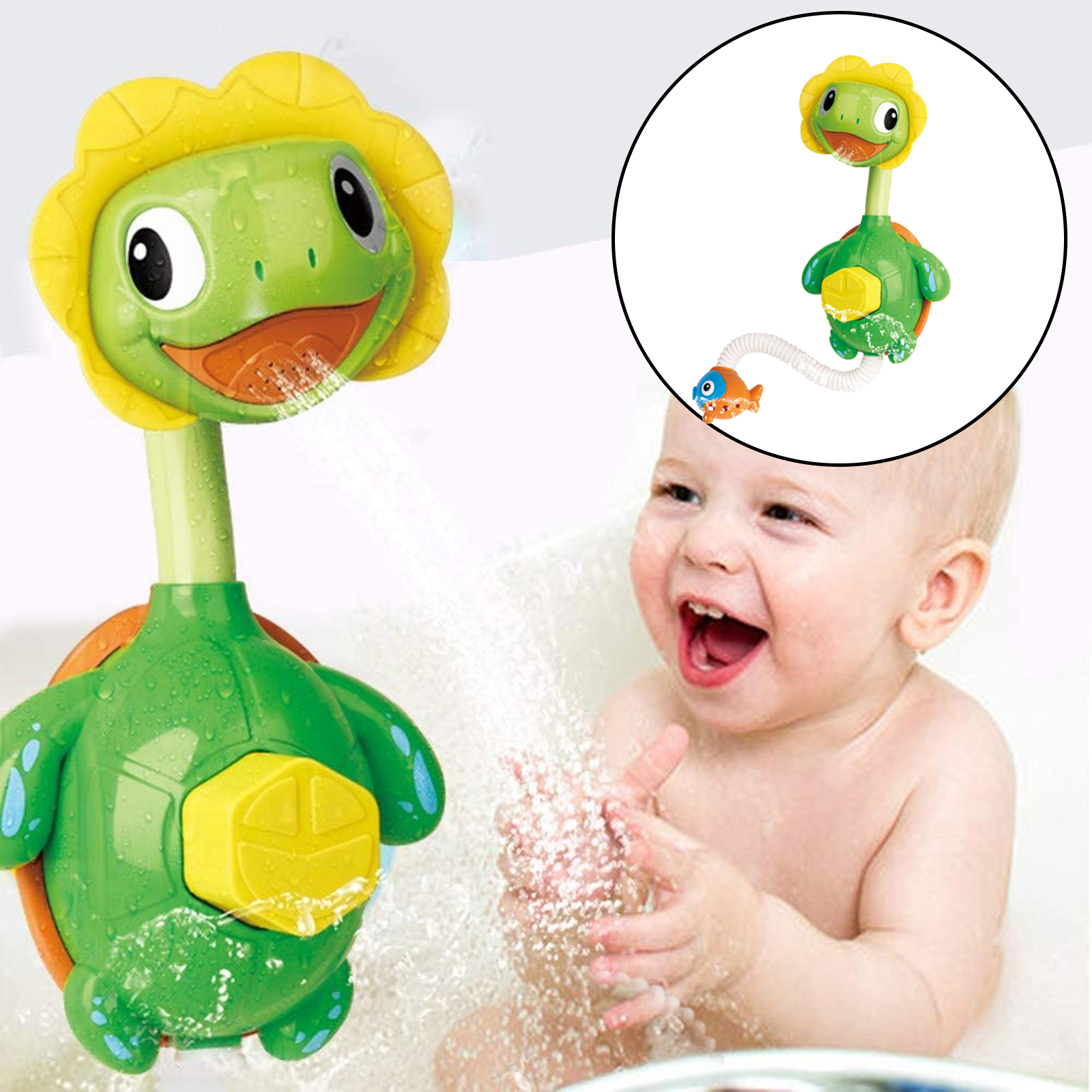 Baby Bath Toy Water Play Turtle-shaped Bathtub Sink Shower Wall Suction