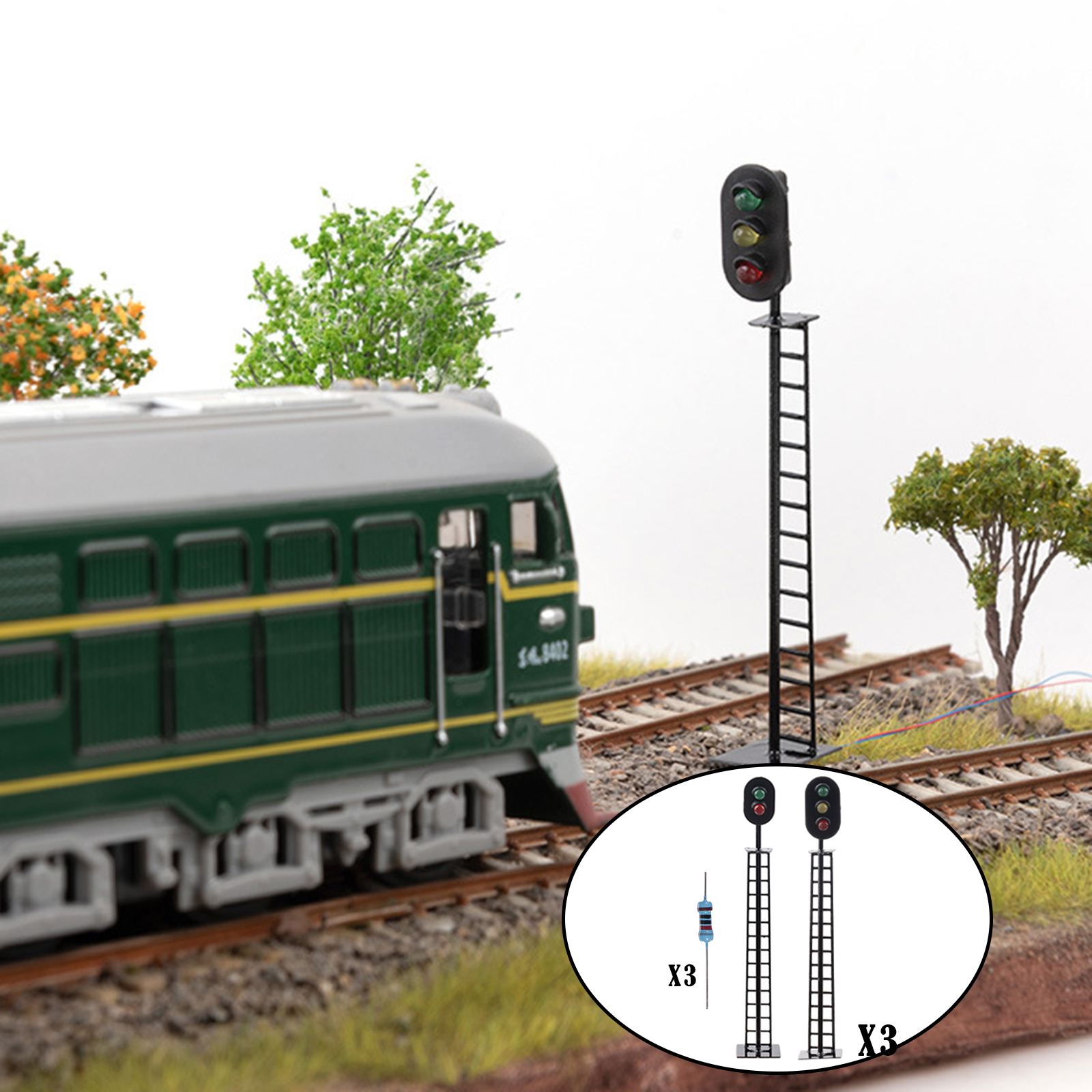 1:87 Traffic Light Lamp Miniature Model Train Railway Model Scenery Ornament