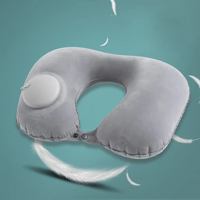 Kangsheng Almohada de viaje, almohada inflable para el cuello en forma de  U, mejor almohada de apoyo para el cuello de 360 grados, respetuosa con el