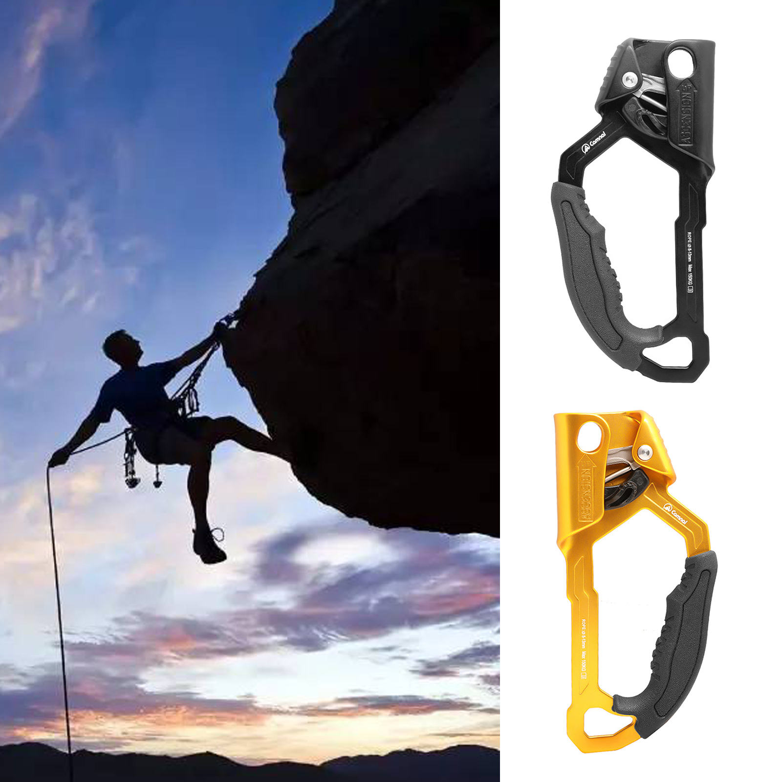Handle Ascender Aviation Aluminum Tree Climbing Pulley Caving for Outdoor