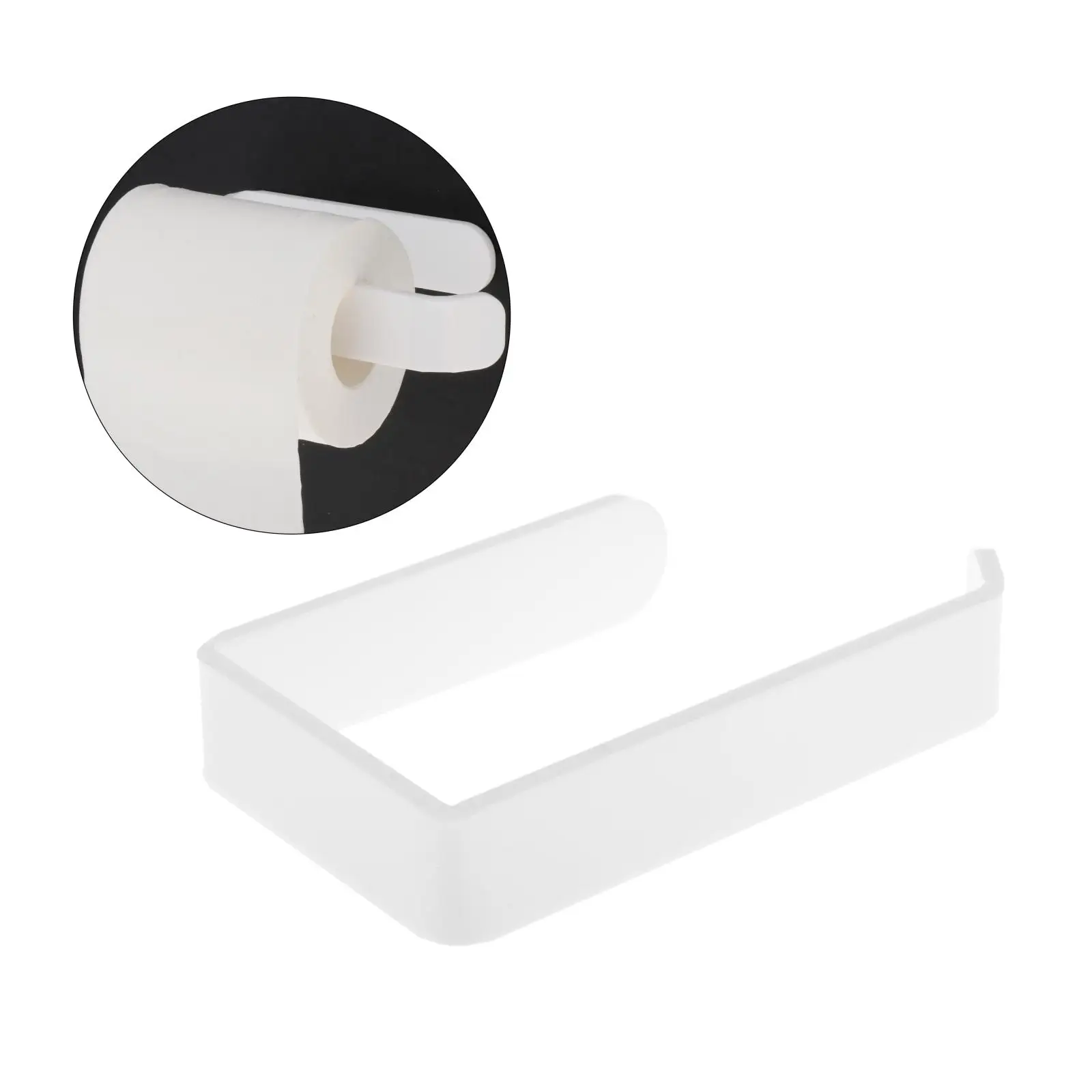 Wall Mount Paper Holder, White Acrylic Toilet Tissue Roll Holders Hangers, for Bathroom Kitchen, Easy to Install, for Wall Tile