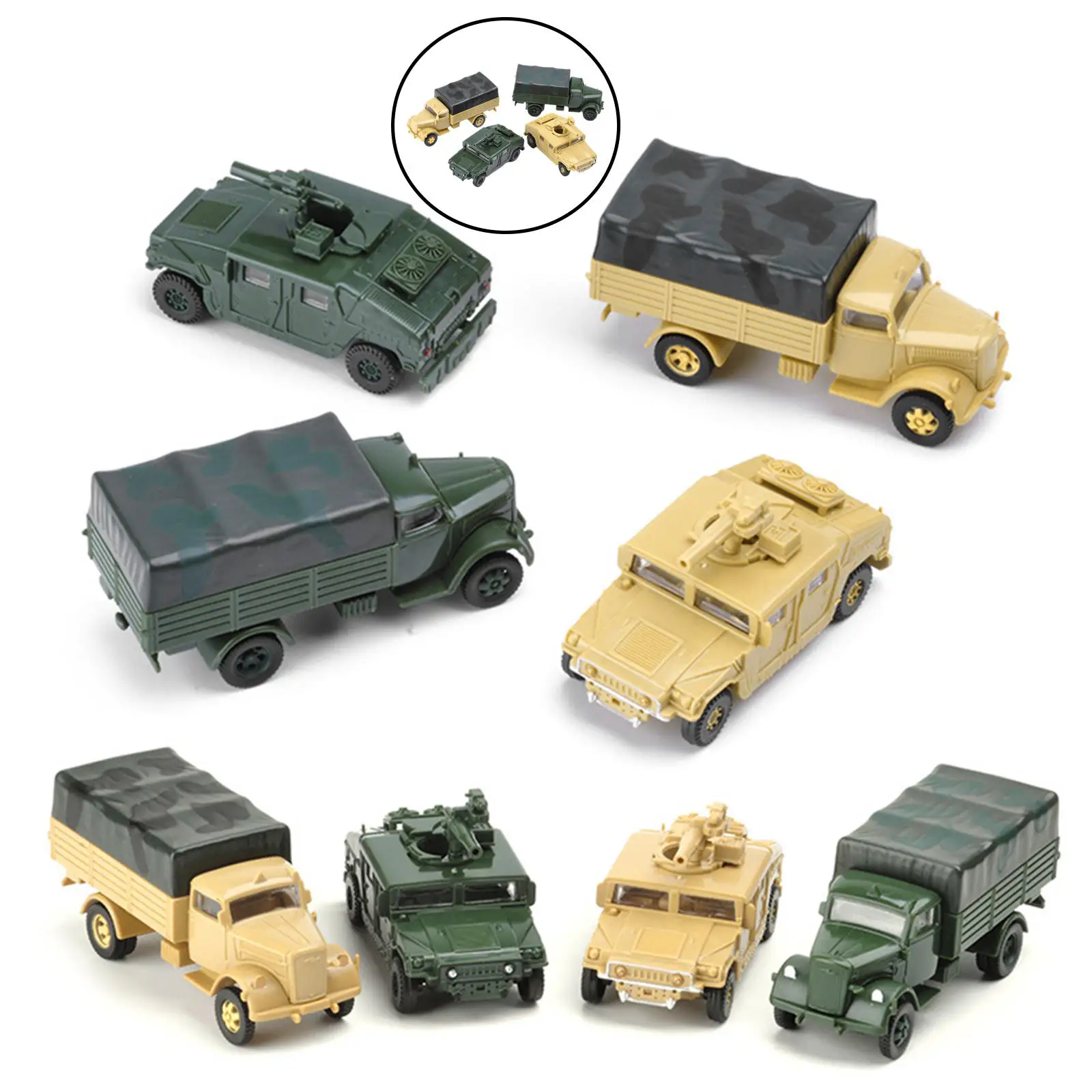 4Pcs 1/72 Vehicle Model Toy Micro Landscape Educational Toy Collectibles