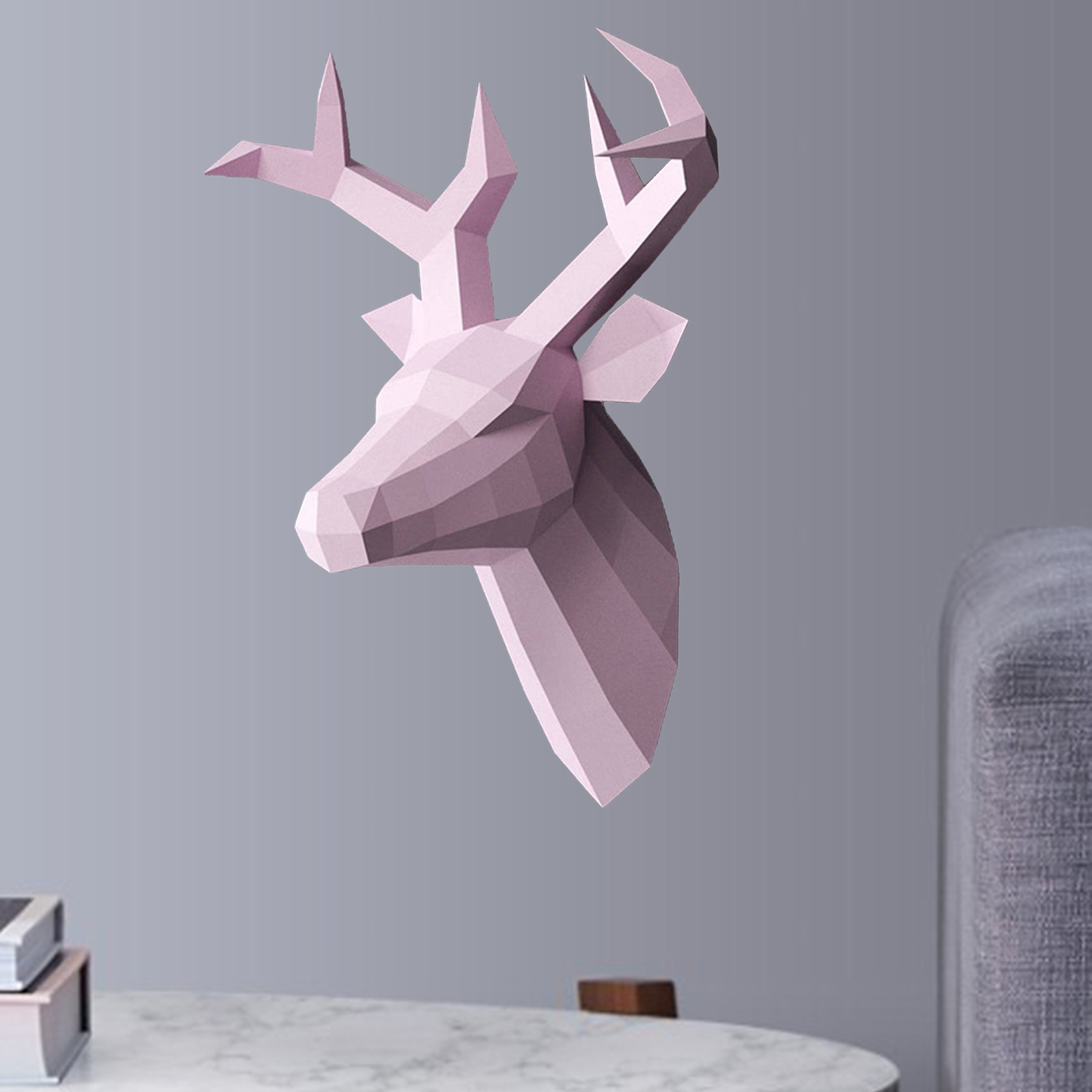 Wall Art Sculpture Deer Head Wall Decor Paper Sculpture Kit Decoration Antlers Papercraft Animal Trophy