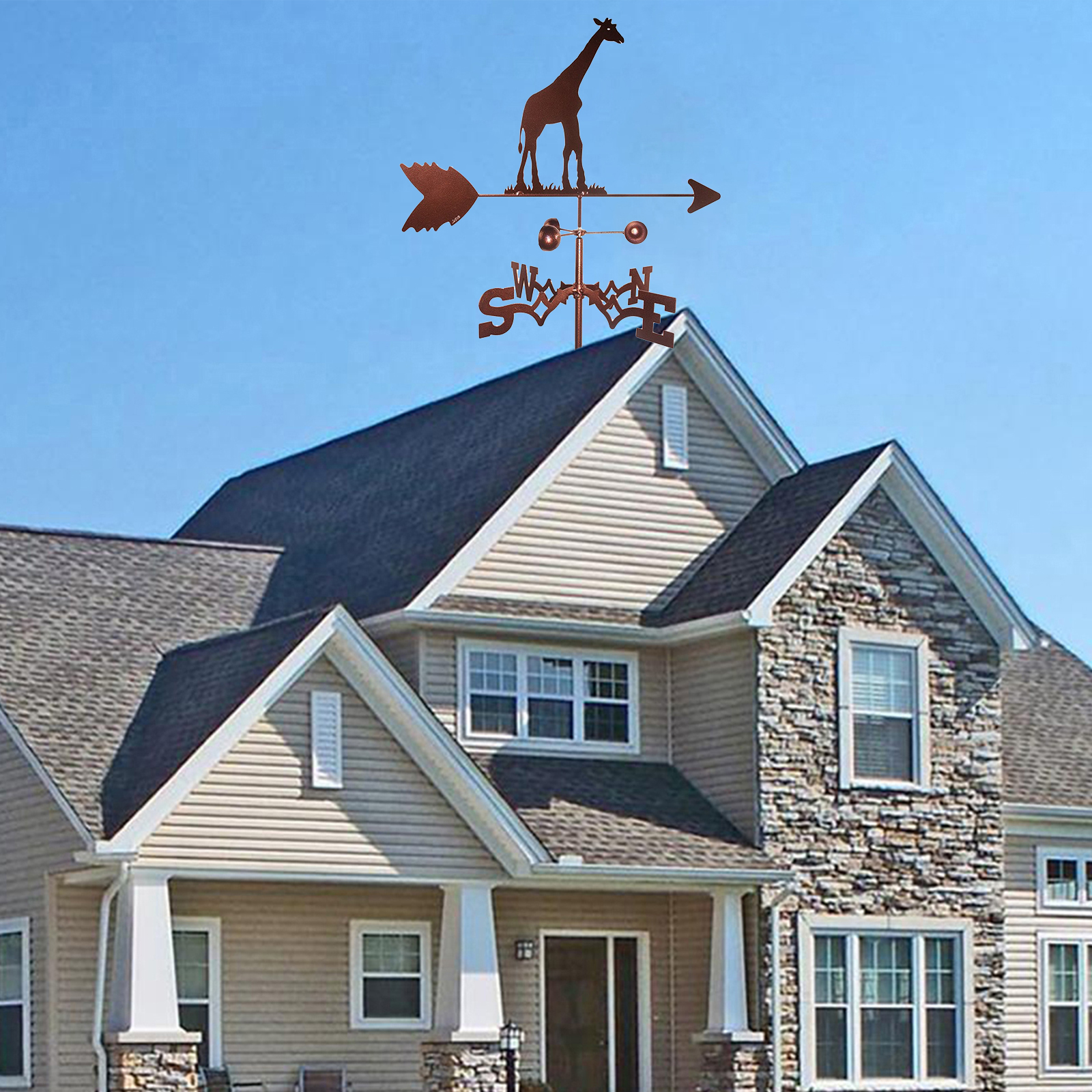 Wrought Iron Durable Weather Vane Garden Stake Measuring Tool Patio Decor