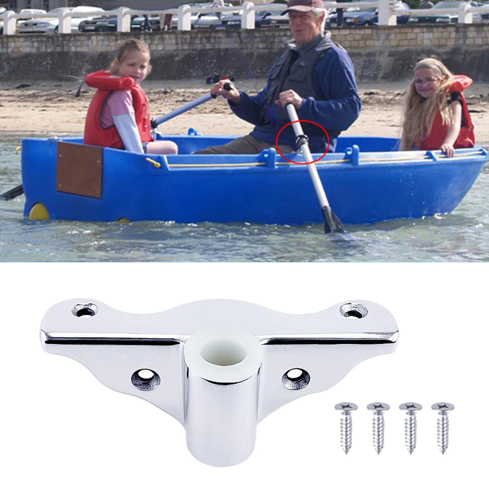Silver Stainless Steel Side Mount Support Bracket Oar Sockets Replacement Corrosion Resistant
