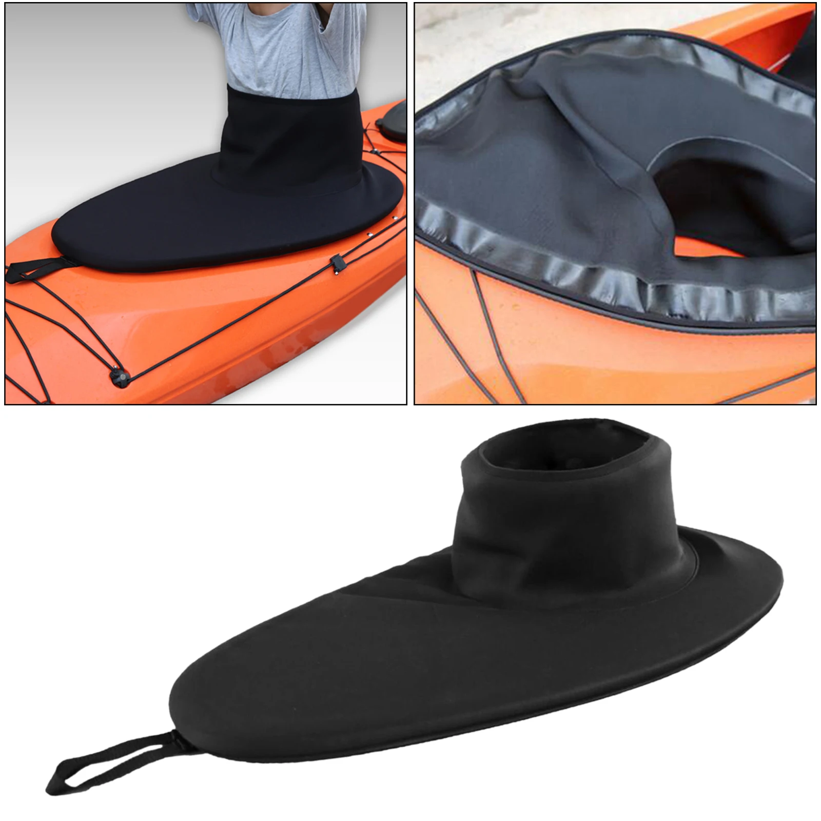 Universal Kayak Canoe Boat Spray Skirt Sprayskirt Deck Cockpit Cover Black 