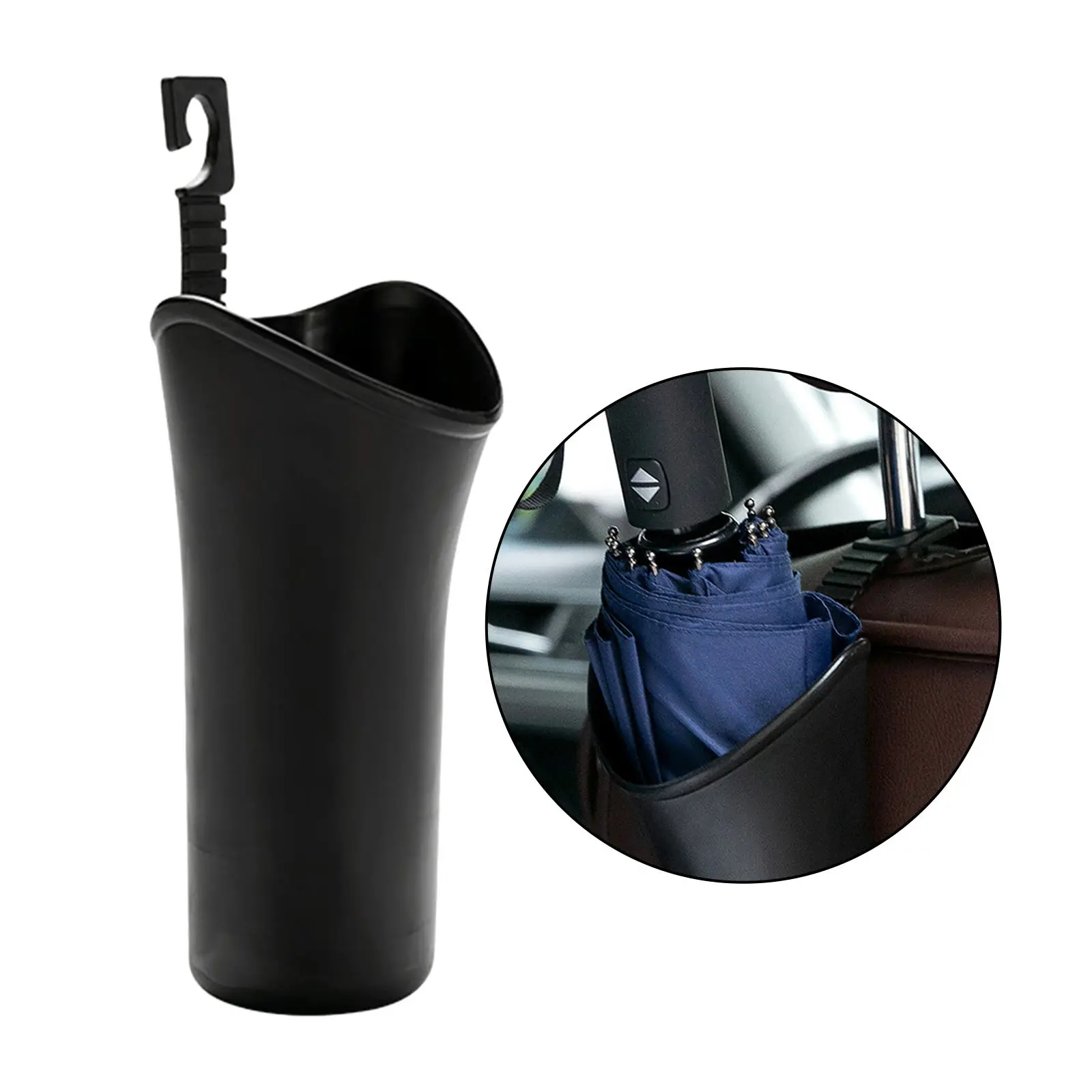 Multi-Function Auto Car Umbrella Holder Bucket Storage Box Bucket Garbage Can Hanging Organizer Black
