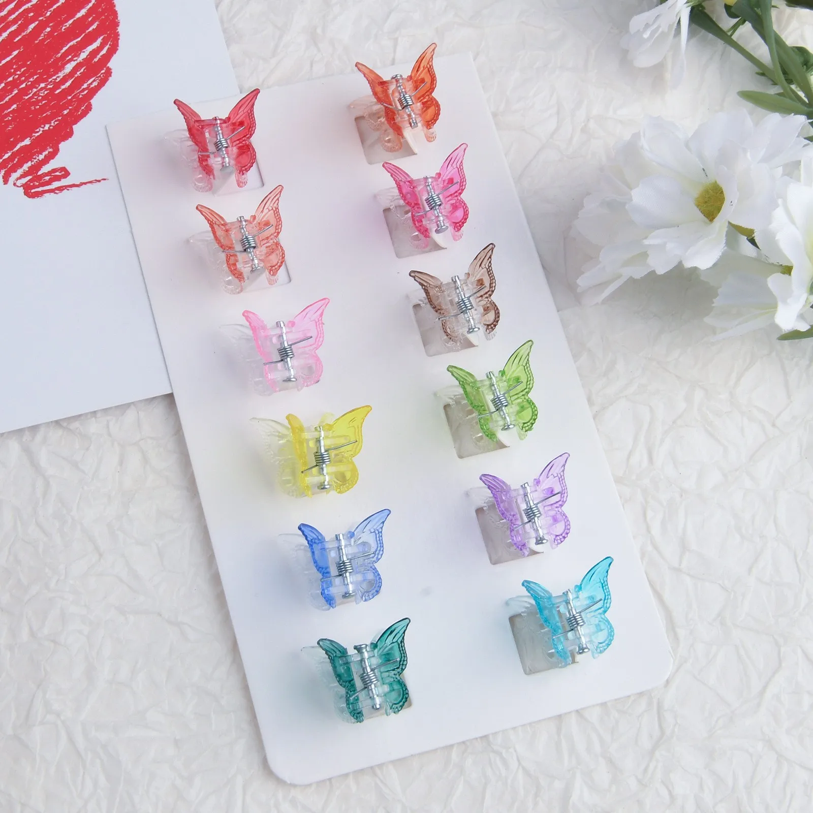 mini hair clips 12pcs/lot Mixed Color Butterfly Hair Clips Children's Small Clip Jelly Color Mini Hair Clips Beautiful Hair Clips Accessories head accessories female