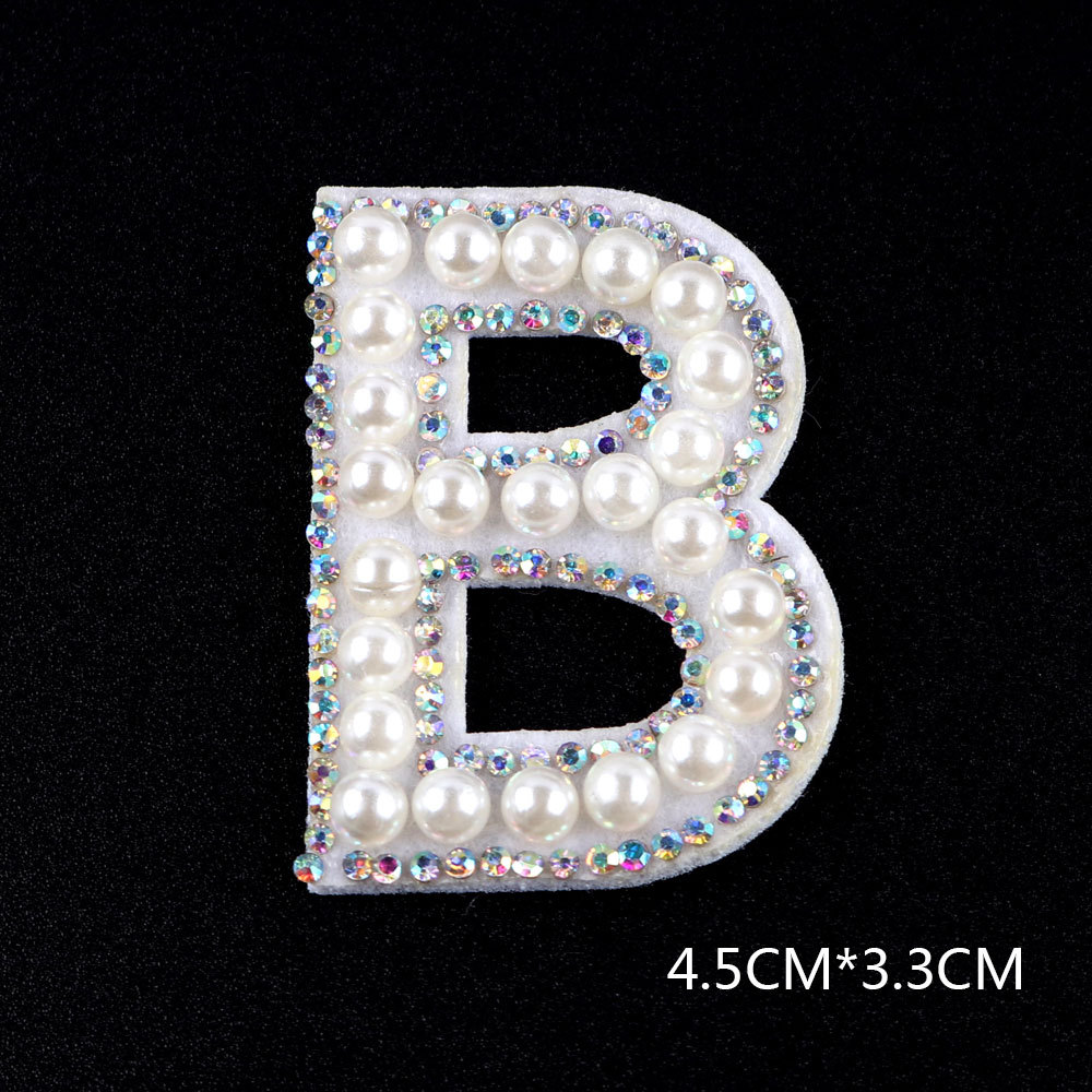 26 brief AB Strass Perle Englisch Alphabet Patch 3D Perlen Aufkleber Mixed Stickerei Patch Für Kleidung Logo Diy Applique – Detail 13