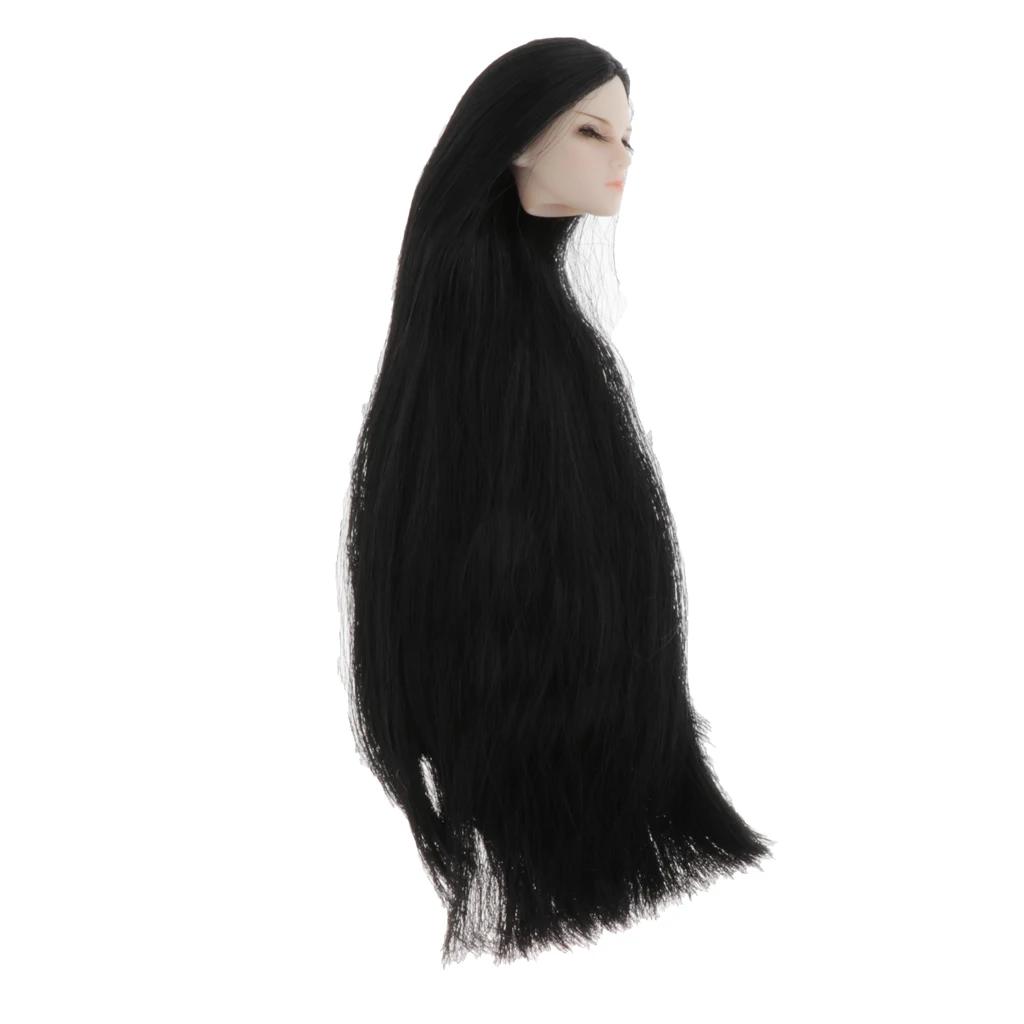 MagiDeal Male Doll Head with Long Black Wig for 1/6 BJD Dolls DIY Accs 