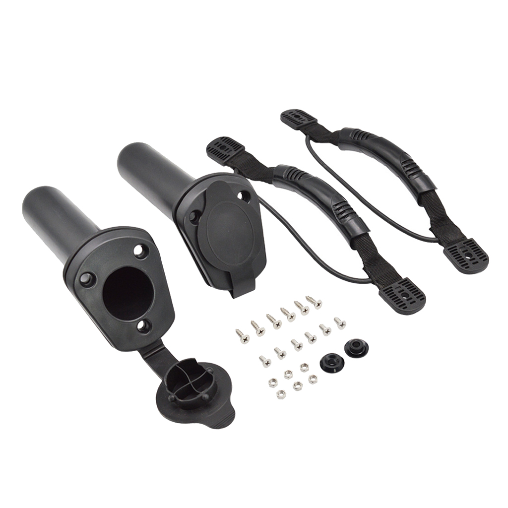 4pcs Kayak Boat Side Mount Carry Handles, Paddle Park Handle Webbing Strap with Canoe Boats Fishing Rods Pole Holder with 